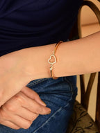 Rose Gold Infinity Heart Shape kada with Love Bracelet for Women & girls | Sleek Finish |Office Wear |  Minimalist Appeal