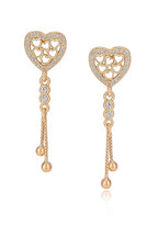 Rose Gold Plated Heart Design Dangling Earrings For Women And Girls