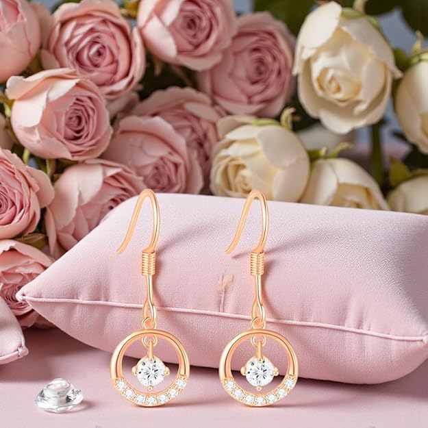 Rose Gold Circular Drop Earrings