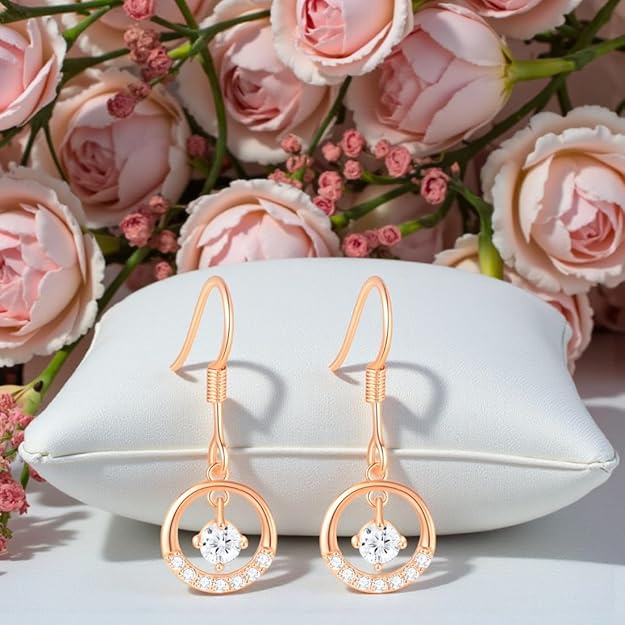 Rose Gold Circular Drop Earrings