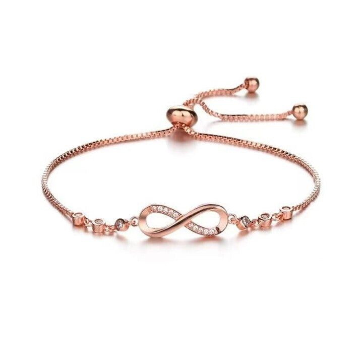 Infility Love Rose Gold Plated Adjustable Charm Bracelet for Women and Girls| Valentine Gift