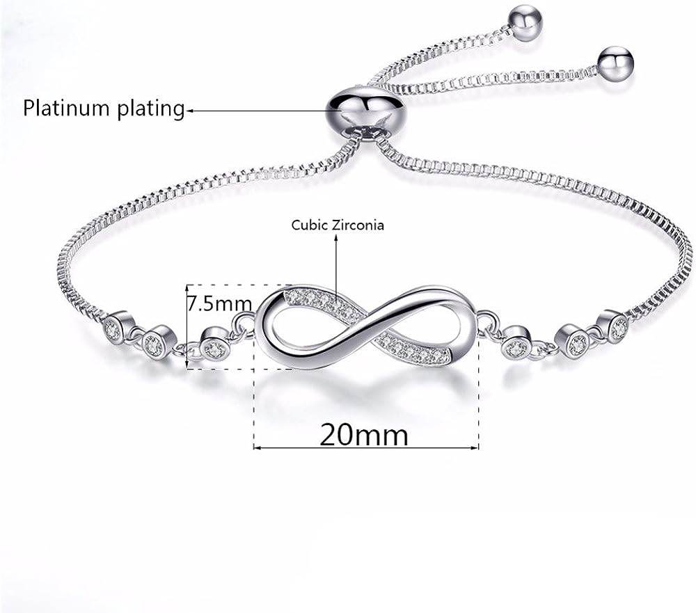 Infitnity Love Silver Plated Adjustable Charm Bracelet for Women and Girls