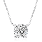 Nilu's Collection Silver Plated Pendant Necklace With Round Cut Solitaire American Diamond For Women And Girls | Anti-Tarnish | Anti-Allergy | Office Wear | Gifting