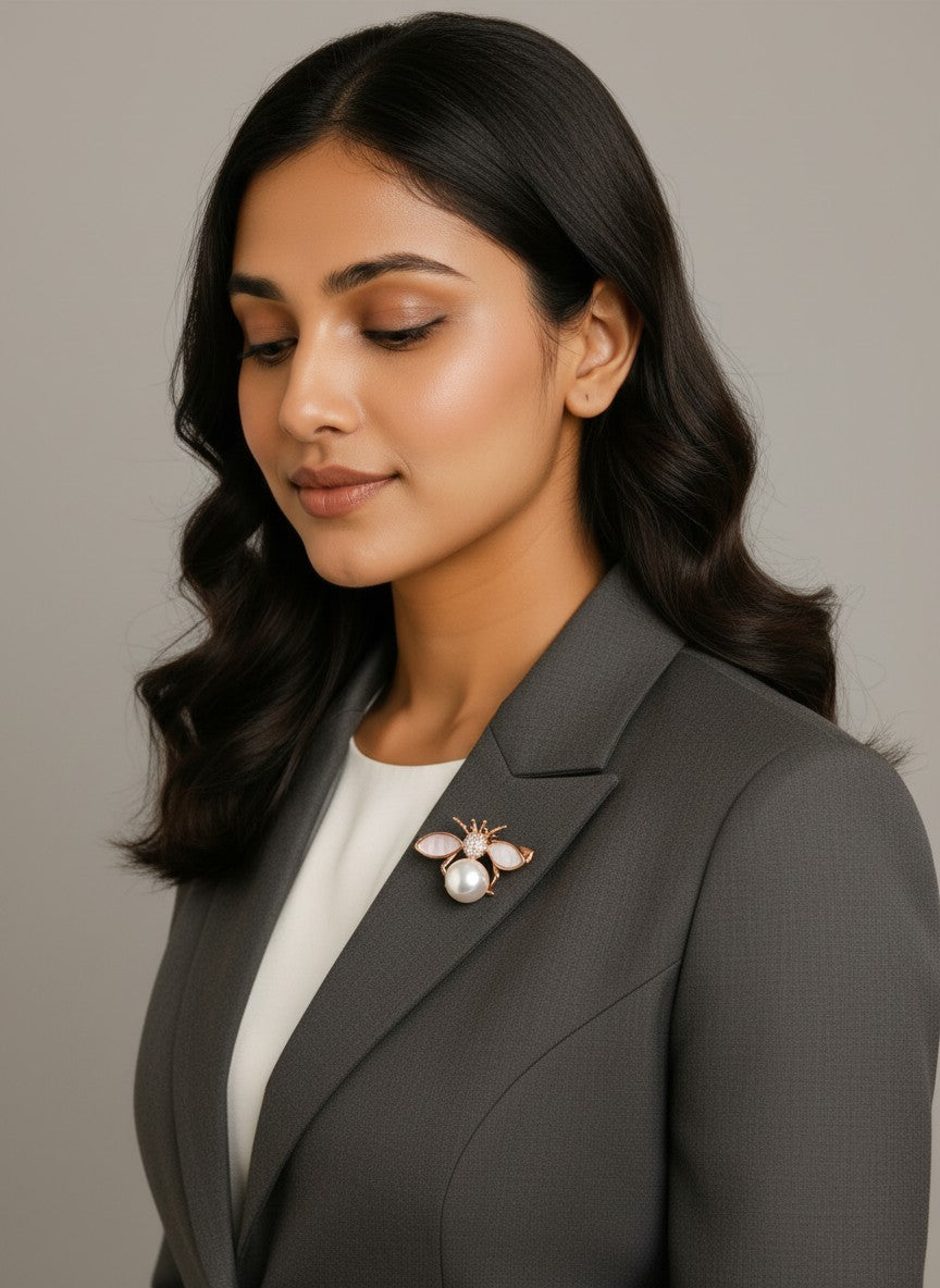 Rose Gold Bee Brooch Pin , Saree Pin
