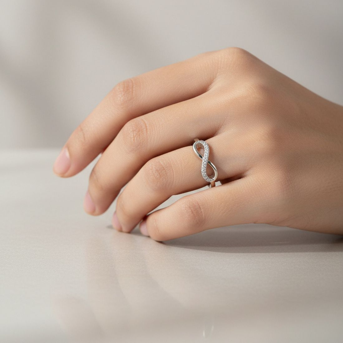 Infinity Love Ring| Silver Plated American Diamond Infinity Adjustable Ring for Women And Girls