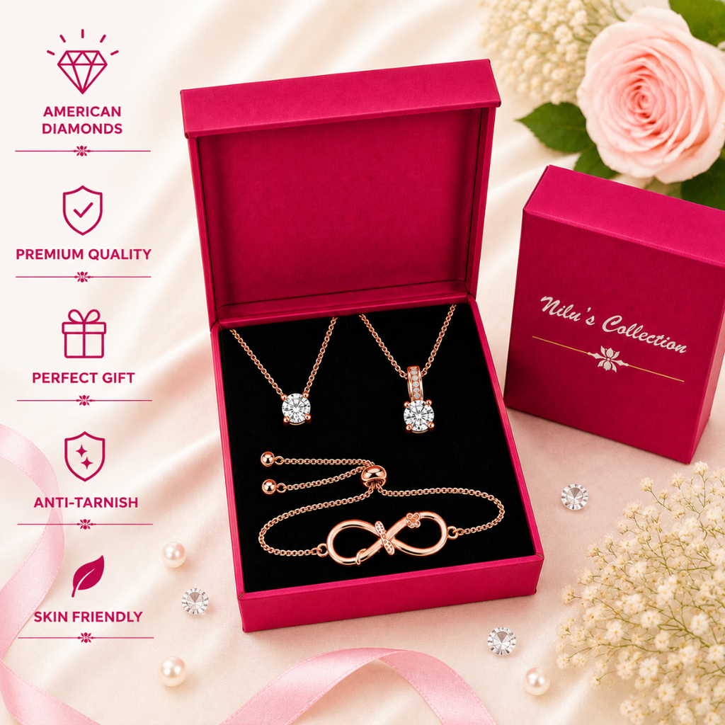 Rose Gold Pendant & Bracelet Gift Set for Women