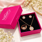 Rose Gold Plated Necklace, Earrings & Ring for Women