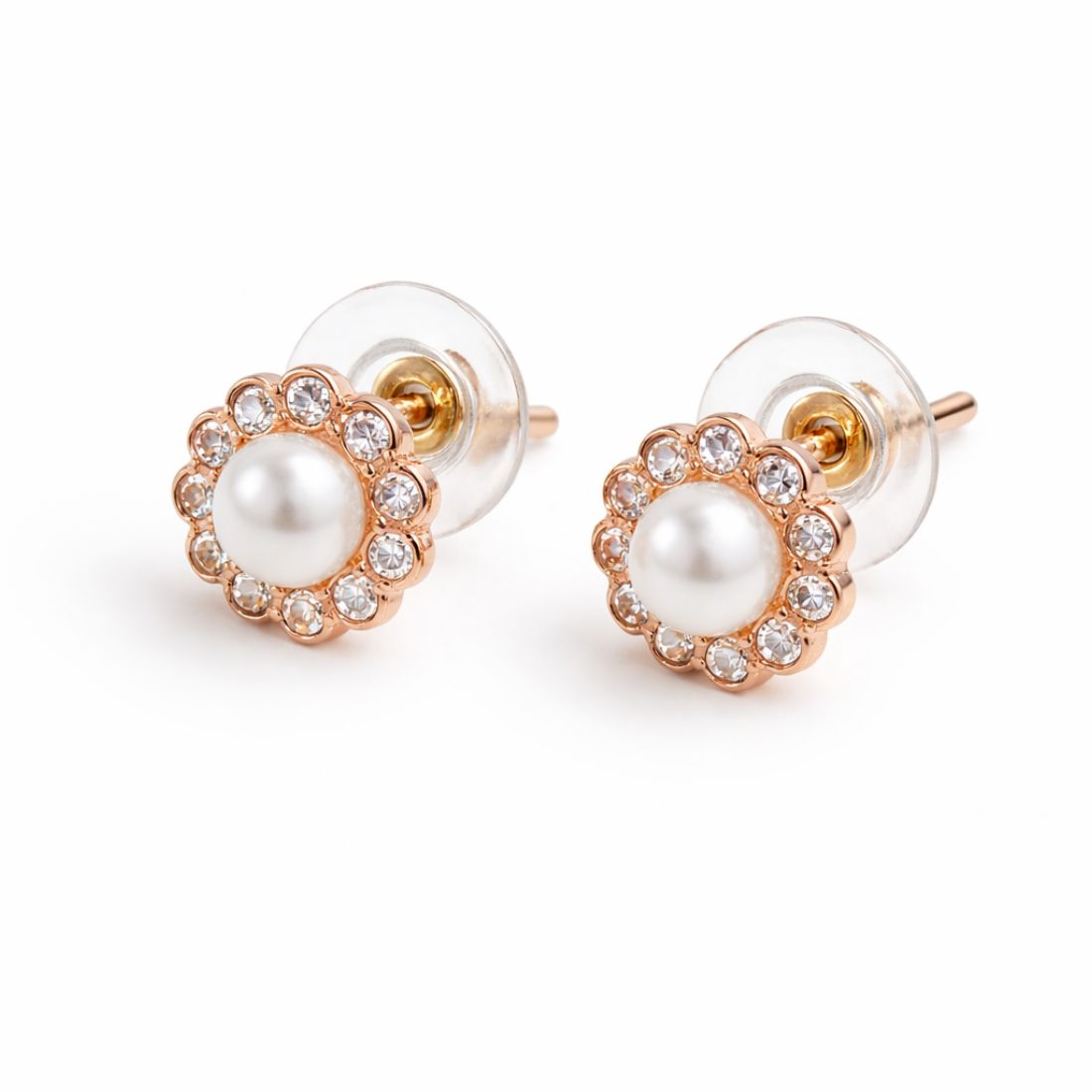 Nilu's Collection Rose Gold Plated Stud Earrings For Women And Girls