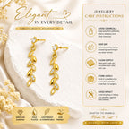Gold Leaf Drop Earrings for Women