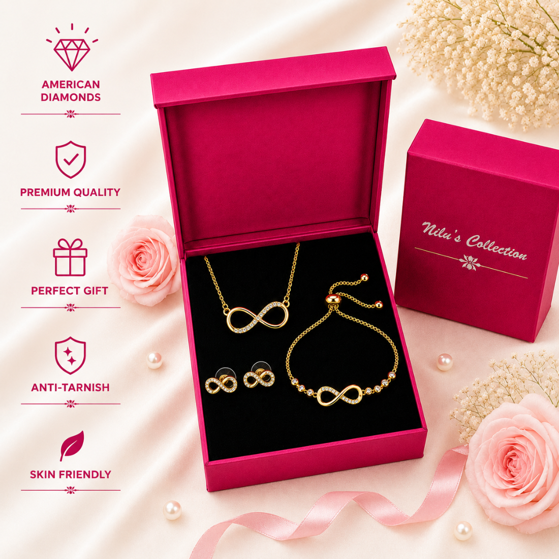 Gold Plated Infinity  jewellery set