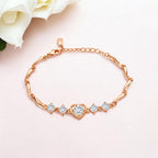 Rose Gold Plated Heart Bracelet For Women And Girls