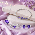 Silver Purple Heart Jewelry Set