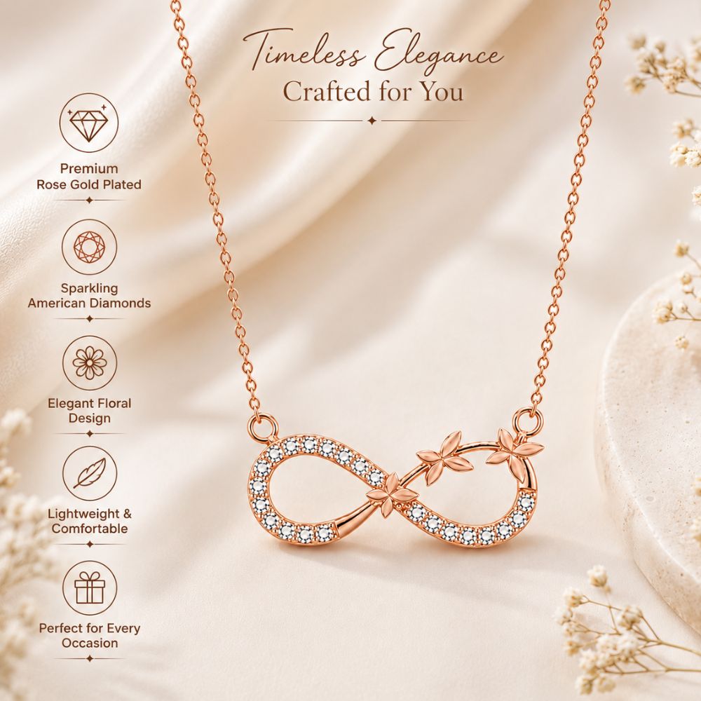 Rose Gold Infinity Butterfly Pendant For Women