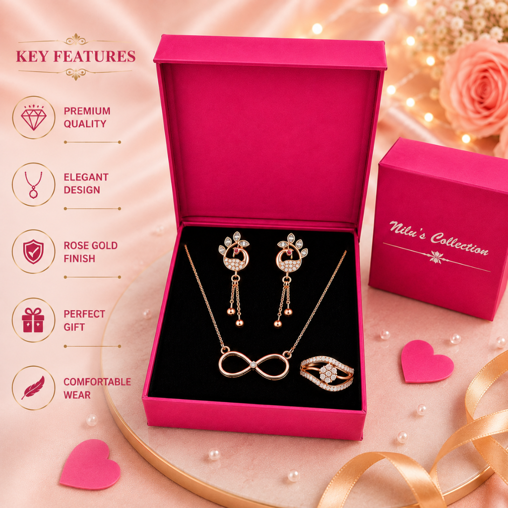 Rose Gold Jewelry Gift Set for Women