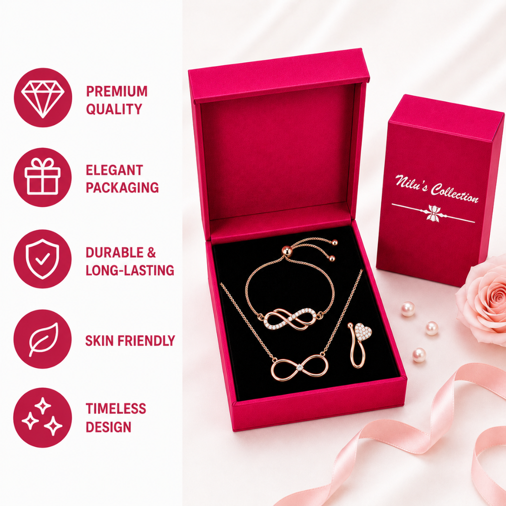 Rose Gold Infinity Jewelry Gift Set for Women