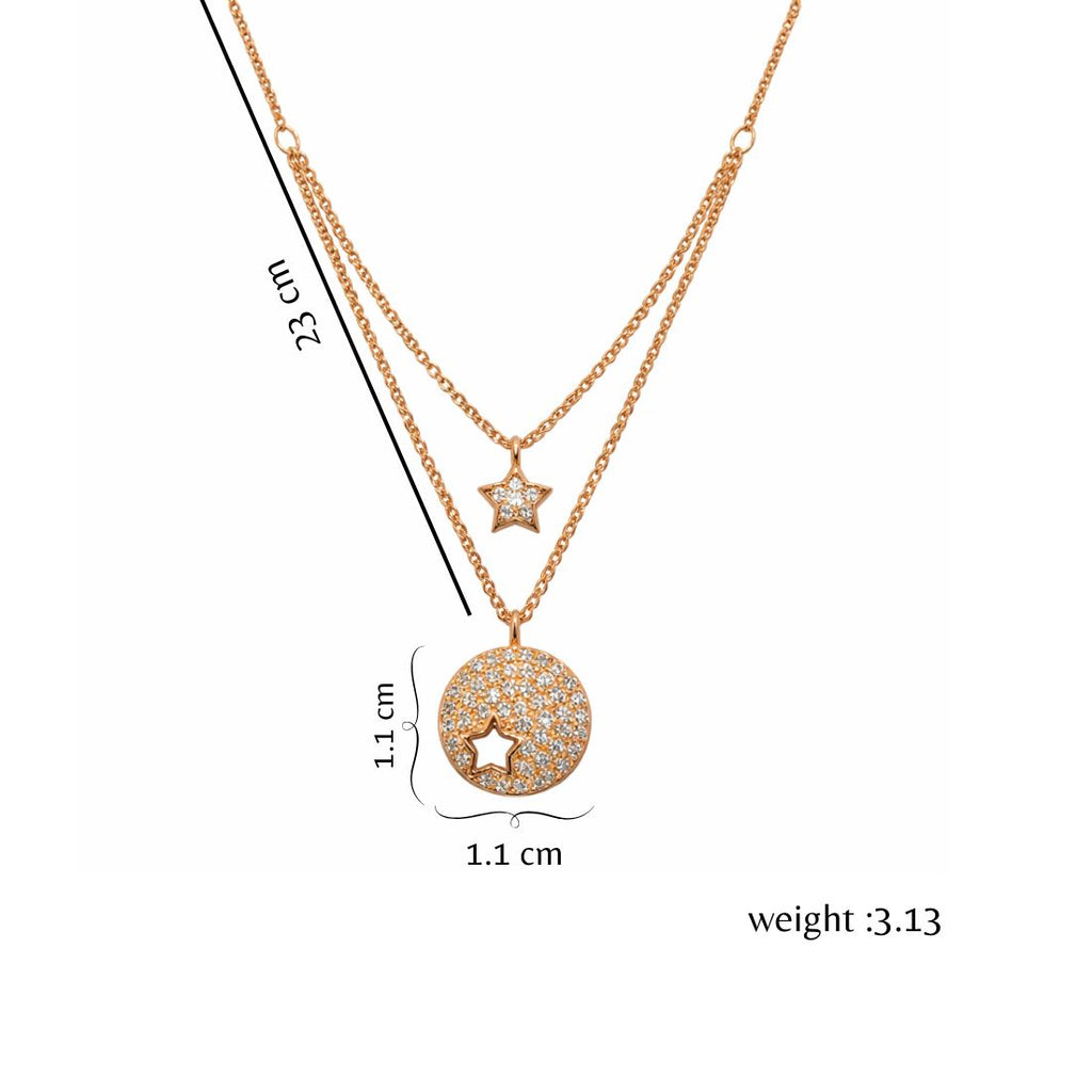 Nilu's Collection Rose Gold Plated Dual Chain Design Star Pendant Necklace for Women And Girls