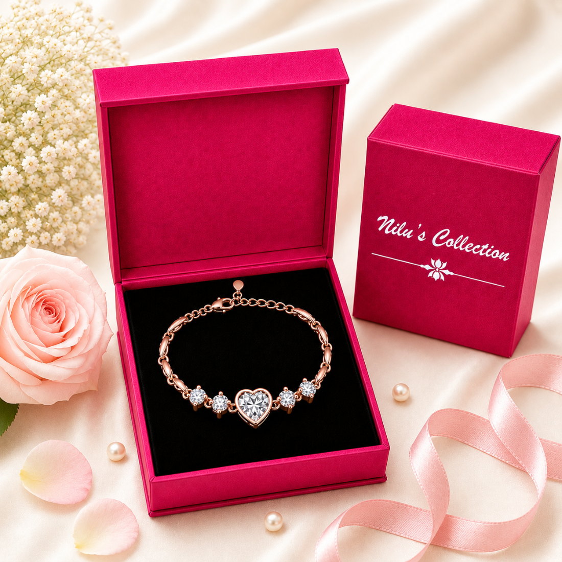 Rose Gold Heart Jewelry Set