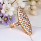 Rose Gold Plated Studded with American Diamond Wedding/Anniversary Ring for Women (Adjustable)