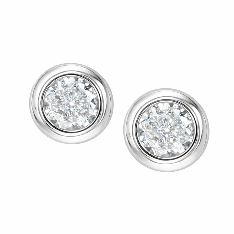 Nilu's Collection Daily Wear / Office Wear Silver Plated White Zircon Stone Stud Earrings For Girls and Women