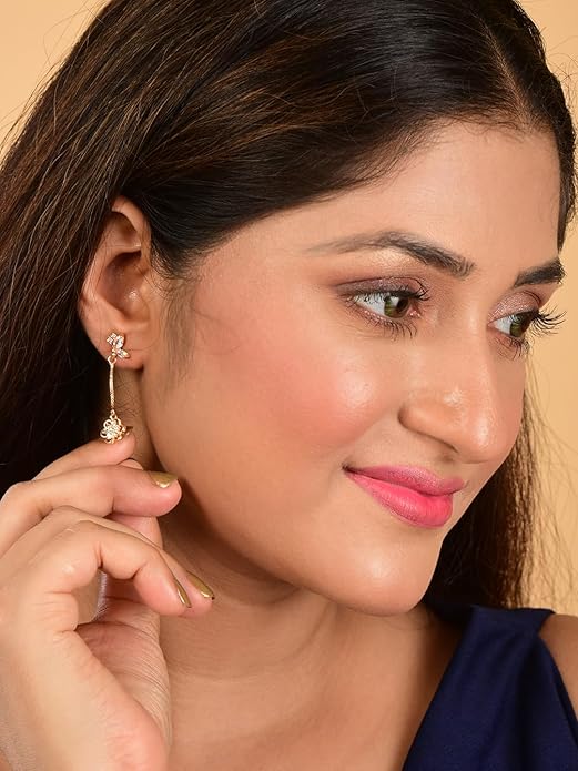 Elegant Rose Gold Floral DropEarrings  For Girls And Women