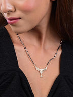 American Diamond Rose Gold Plated Floral Mangalsutra Pendant for Girls and Women (With Chain) | Karwachauth| Function