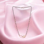 Mangalsutra Necklace with Infinity Heart Pendant| Black Beads Chain| Rose Gold Plated