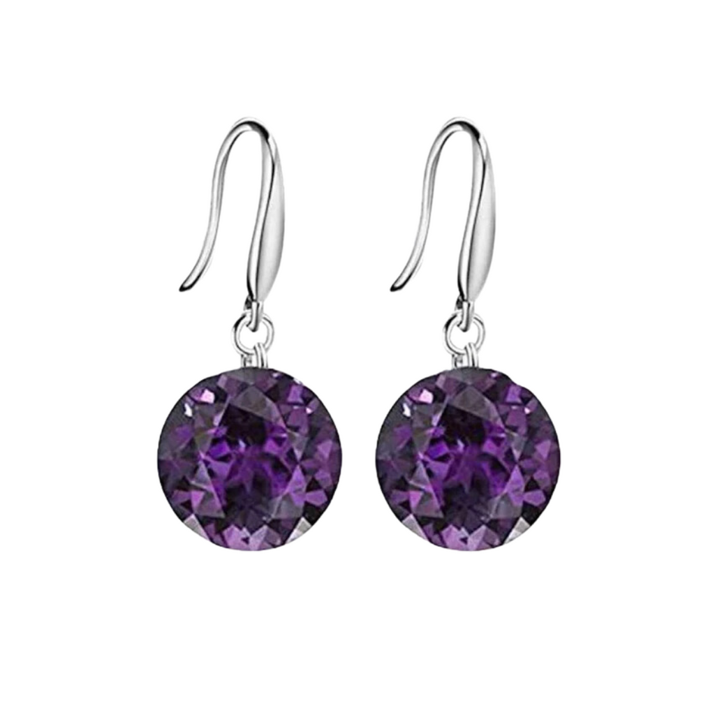 Dazzling Purple Crystal Drop Earrings for Women and Girls Copper Stud Earring