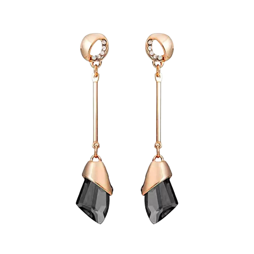 Fashion Geometric Grey Crystal Long Water Drop Earrings Jewellery for Women & Girls