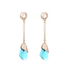 Long Earrings for Women Fashion Geometric Aqua Crystal Earrings Jewellery Copper Stud Earring