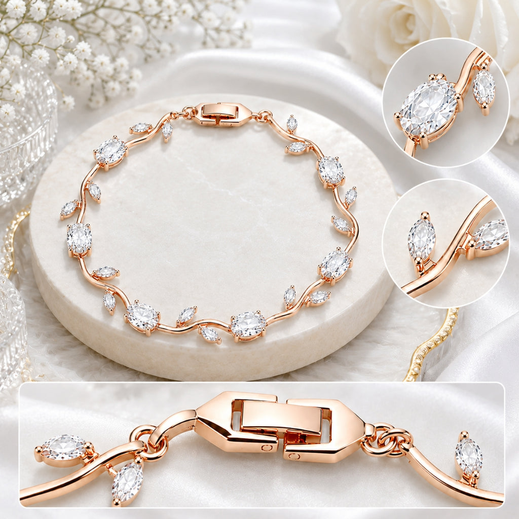 Rose Gold Plated Tulip Floral Bracelet | Bracelet Size :2.4-2.6 |