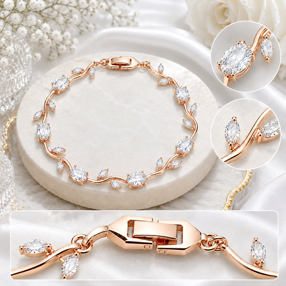 Rose Gold Plated Tulip Floral Bracelet | Bracelet Size :2.4-2.6 |