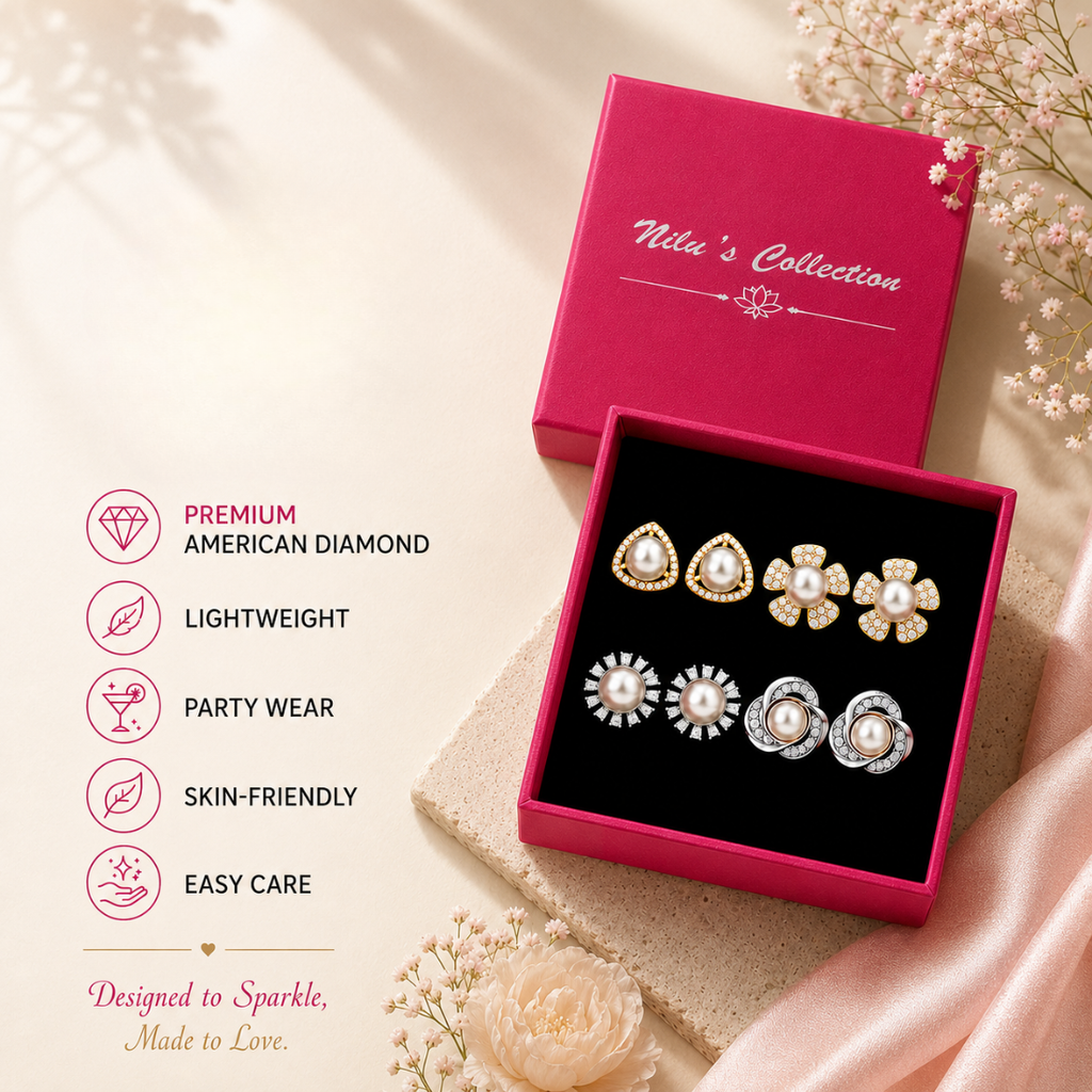 Rose Gold And Silver Plated Earrings Set