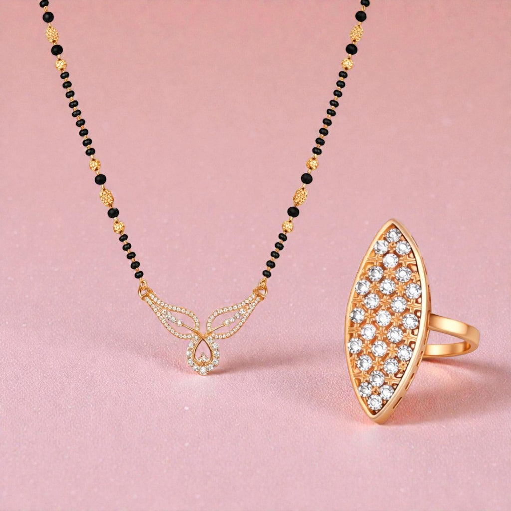 Rose Gold  Mangalsutra with Finger Ring