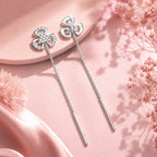 Silver Sui Dhaga Long Drop Earrings For Women