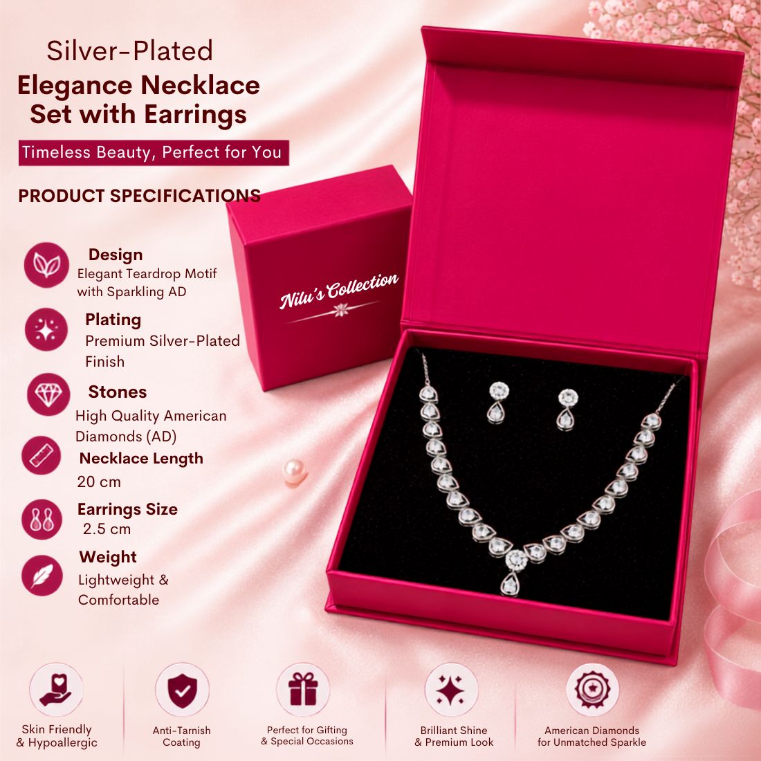 Silver Necklace Set for Women