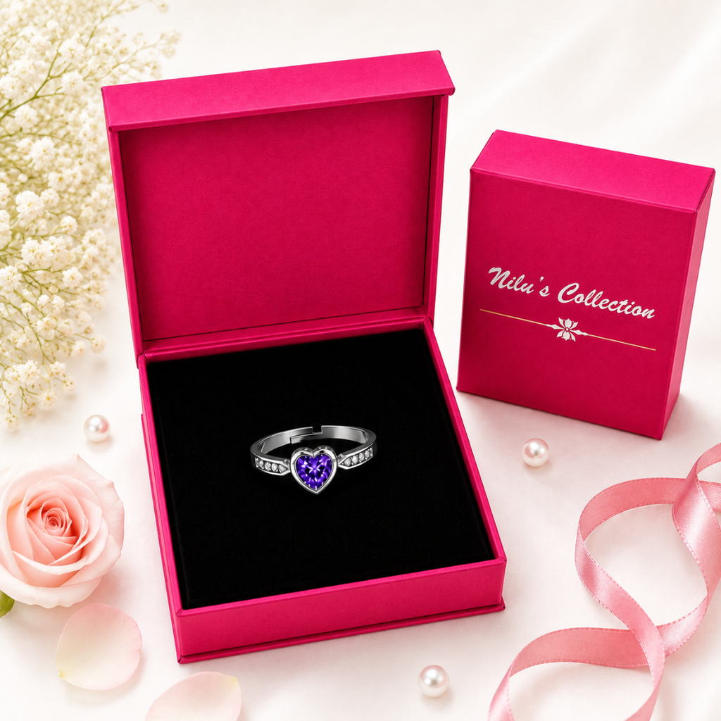 Silver Plated Purple Heart Jewelry Set