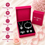 Silver Plated White Heart Jewelry Set