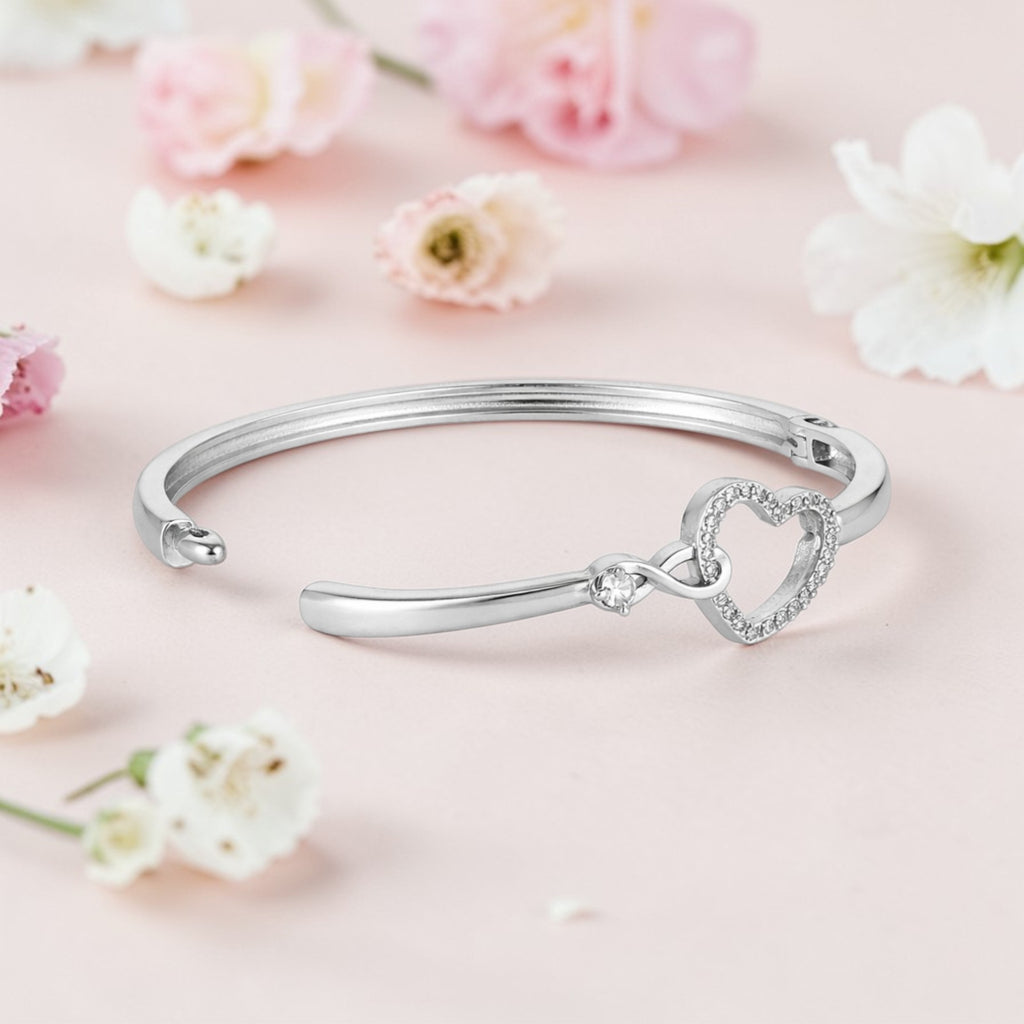 Silver Heart Kada Bracelet