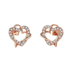 Multi Tone| Heart Shape Stud Earrings for Women and Girls, CZ Stone