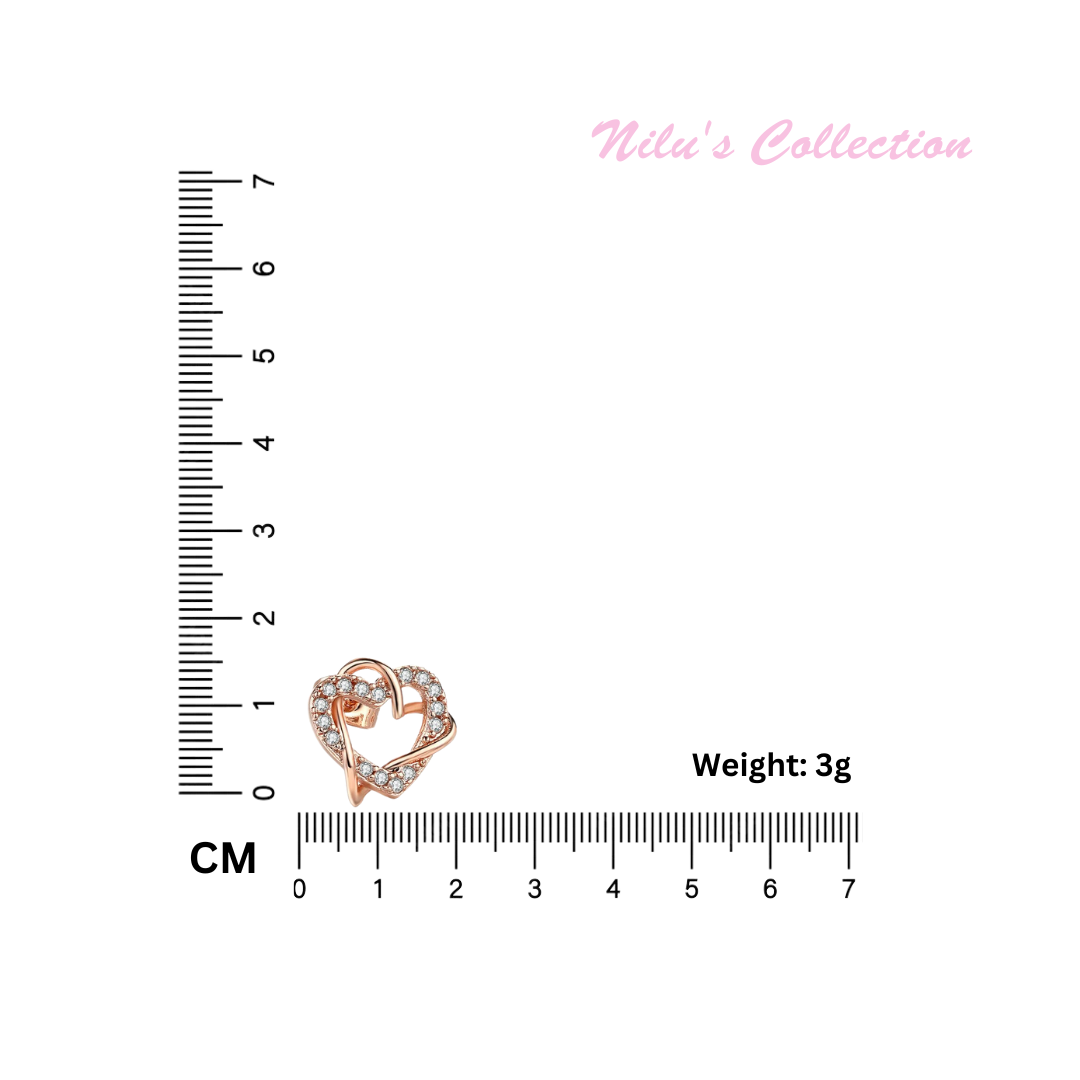 Multi Tone| Heart Shape Stud Earrings for Women and Girls, CZ Stone