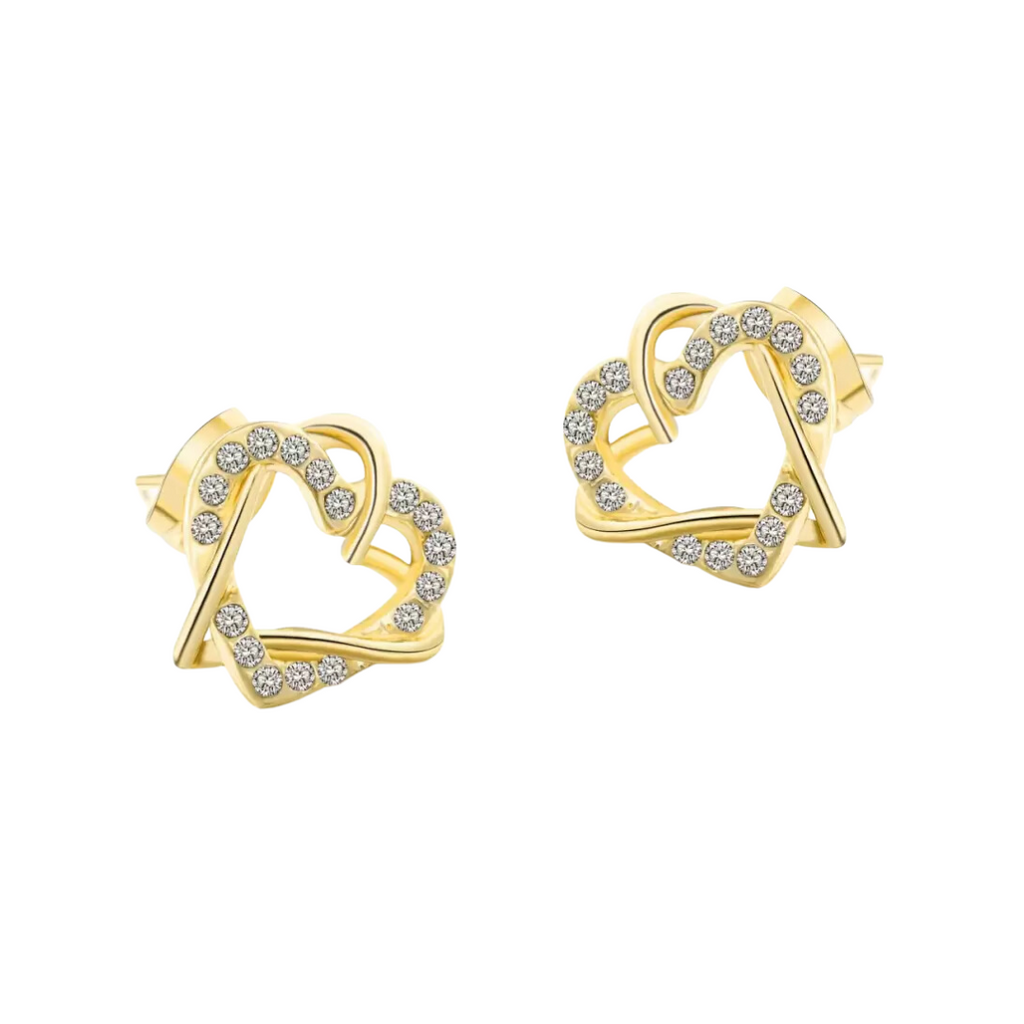 Multi Tone| Heart Shape Stud Earrings for Women and Girls, CZ Stone