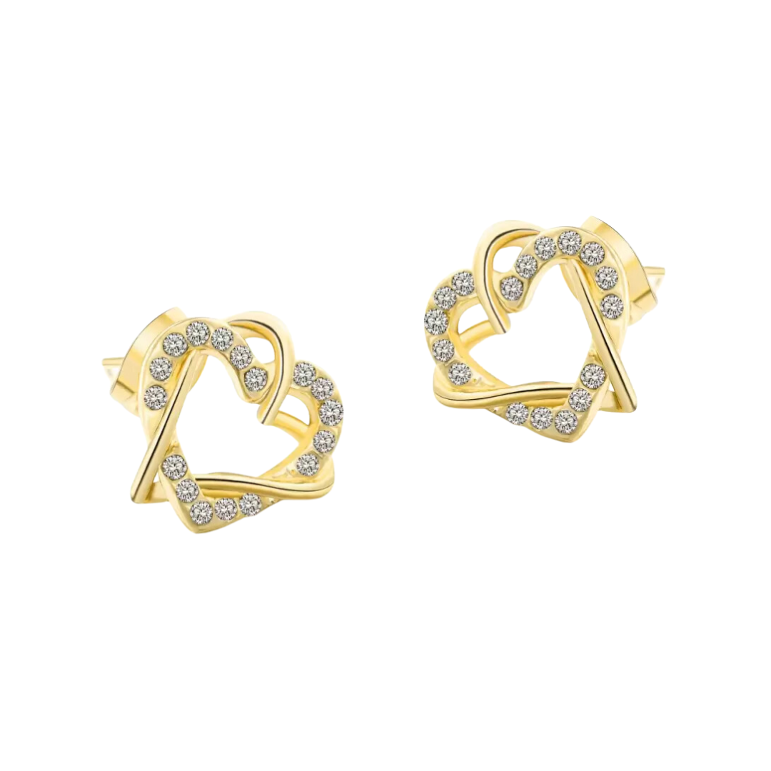 Multi Tone| Heart Shape Stud Earrings for Women and Girls, CZ Stone