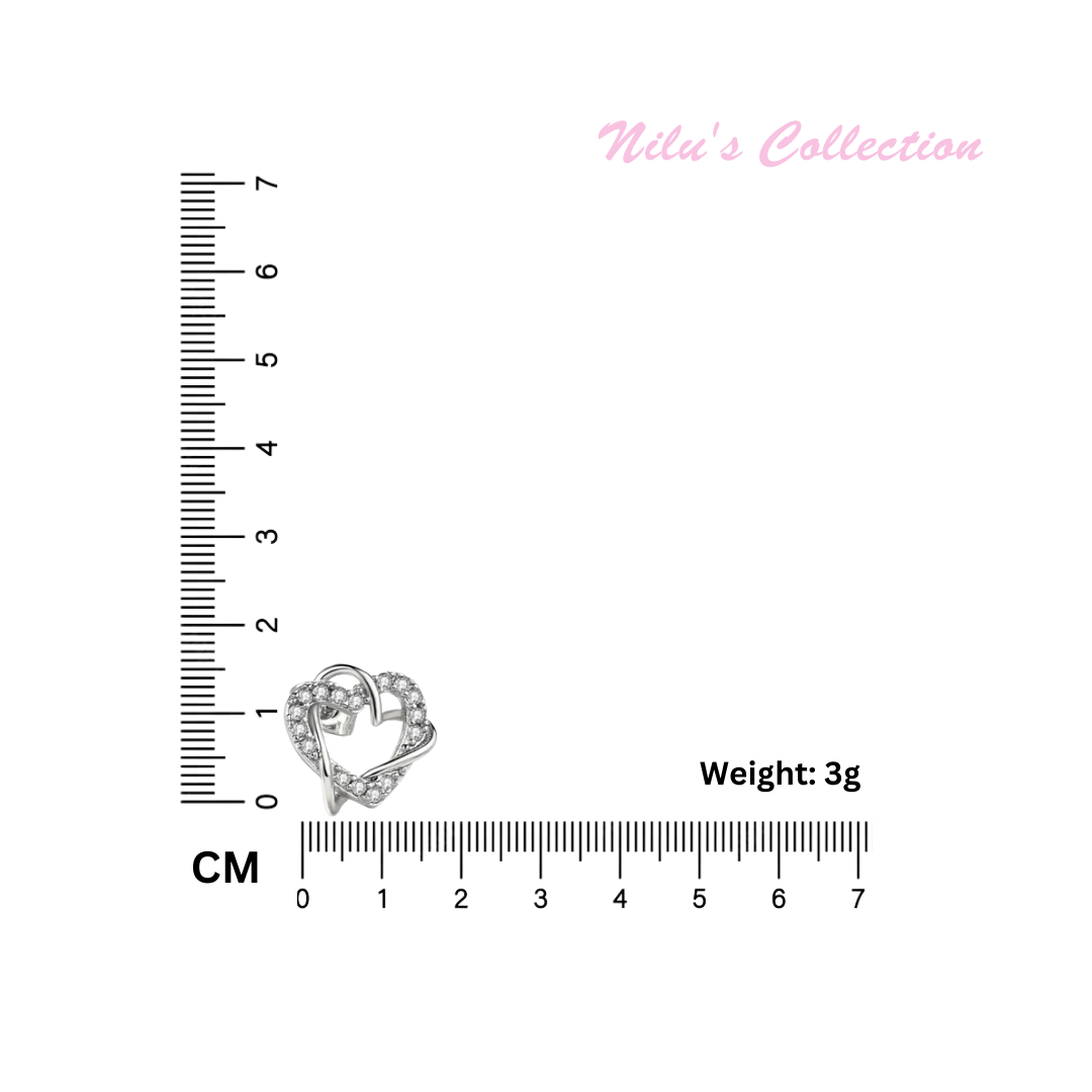 Multi Tone| Heart Shape Stud Earrings for Women and Girls, CZ Stone