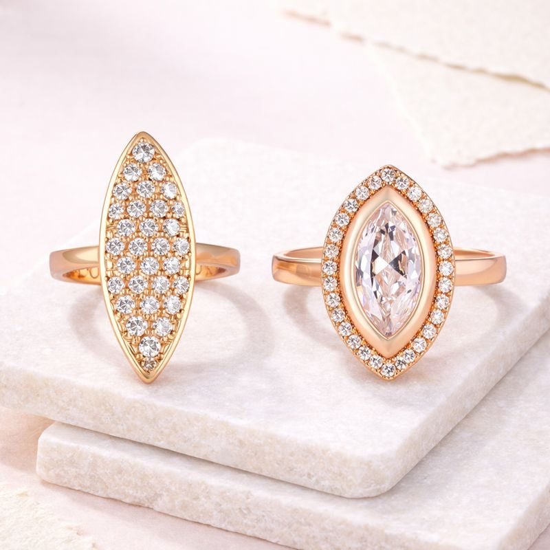 Ring Stacks Value Set| Rose Gold-Plated Rings with Sparkling American Diamond For Women &Girls