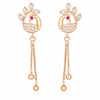 Rose Gold Plated Long Earrings, American Diamond Studded Lightweight Danglers Drop Earrings for Women and Girls (peacock)