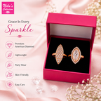 Ring Stacks Value Set| Rose Gold-Plated Rings with Sparkling American Diamond For Women &Girls