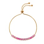 Trendy Tennis Adjustable Bracelet With American Diamond For Women & Girls | Anti- Tarnish | Anti- Allergy |Daily Wear ( Pink)