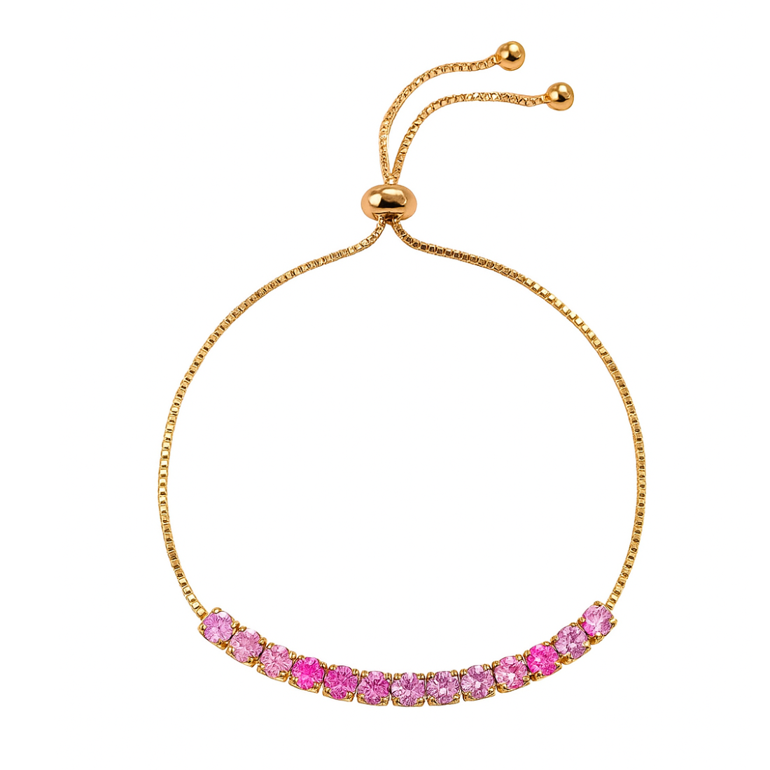 Trendy Tennis Adjustable Bracelet With American Diamond For Women & Girls | Anti- Tarnish | Anti- Allergy |Daily Wear ( Pink)
