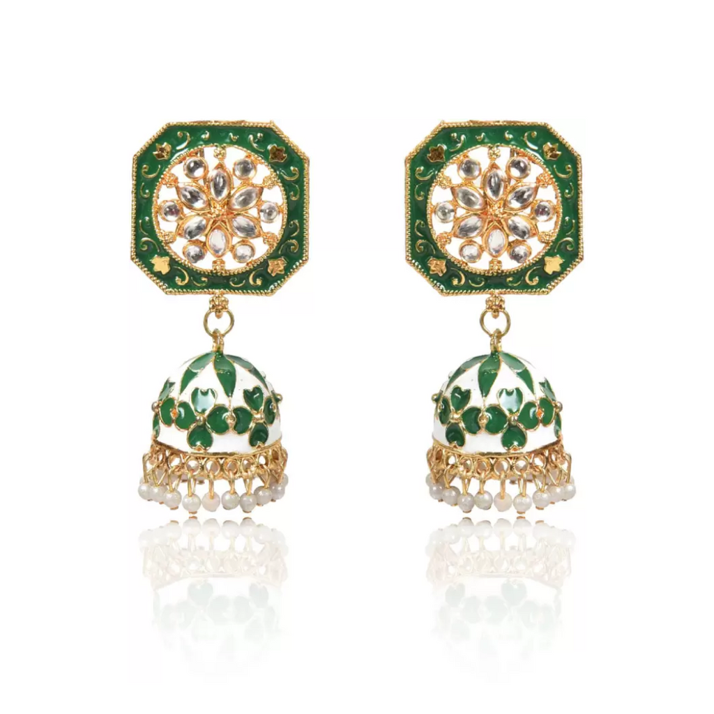 Drop Jhumka Earrings with Stone Work for Women and Girls, Kan ka Jhumka