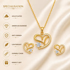 Gold Plated Heart Necklace With Earrings for Women